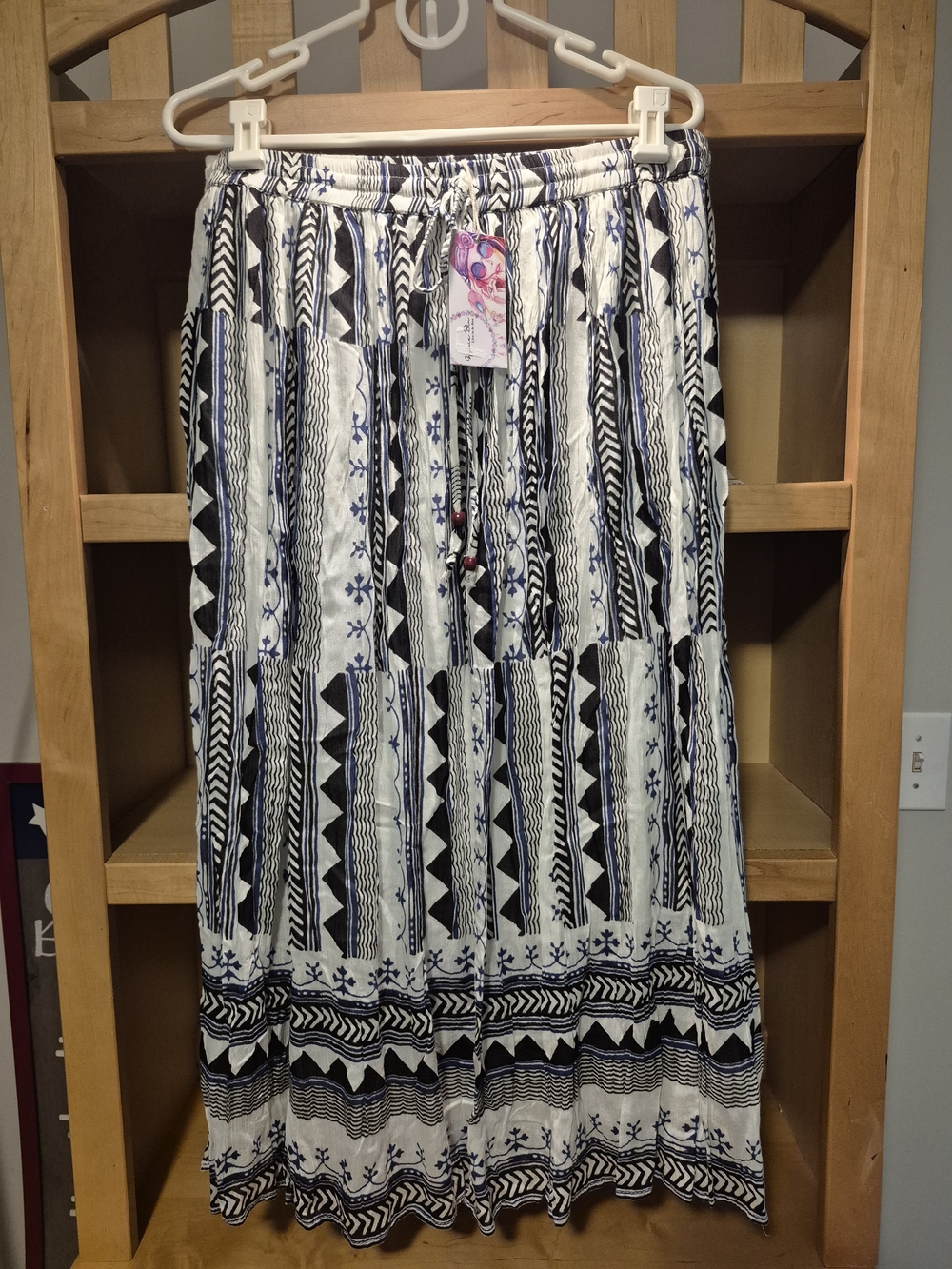 Gypsie Blu Boho Maxi Skirt - Black & White Pattern